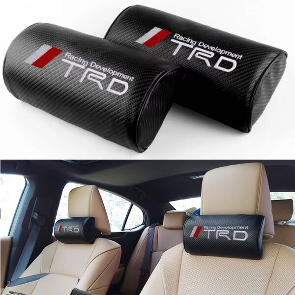 2個セット TRD トヨタTOYOTA カーボンファイバー ネックパッド ヘッドレスト ピロー クッション ブラック GR r