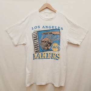 90年代 90S LOGO7 ロゴセブン 91年製 LAKERS レイカーズ　Tシャツ 半袖 プリント ビンテージ VINTAGE サイズＬ 1990s 90年代 02Ｇ2605mel