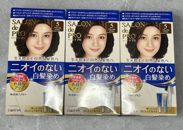サロンドプロ 5 ナチュラルブラウン SALON de PRO 3個セット 早染めクリーム