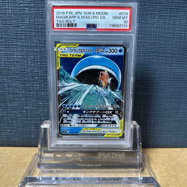 PSA10 コイキング&ホエルオーGX 019/095 RR ポケモンカード タッグボルト 2018 鑑定品