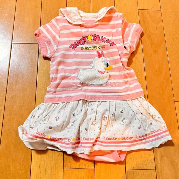 【美品】ベビー服 80 デイジー ロンパース ピンク 女の子 6-12m ベビー服 デイジー ロンパース タオル地