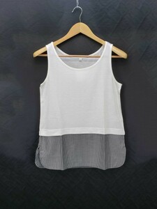 ap1253 ^ new goods ^ cut and sewn L white white gray ash thin smooth stripe switch . shirt stylish simple ... summer tank top 