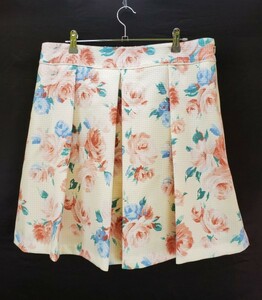 ap1279 * new goods ^ REOR MATCH skirt 3L ivory floral print tuck light light smooth adult on goods pretty stylish ... spring summer femi person 