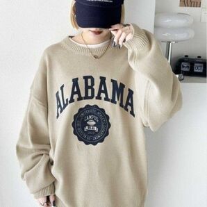 《JaVa ジャバコラボ》古着風アメカジフロッキープリントニットプルオーバー新品未使用タグ付き