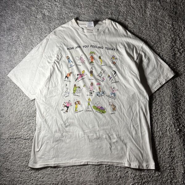 ヘインズ ヴィンテージ ホワイト Tシャツ 半袖Tシャツ トップス 白 90s シングルステッチ アートt ユニセックス 古着