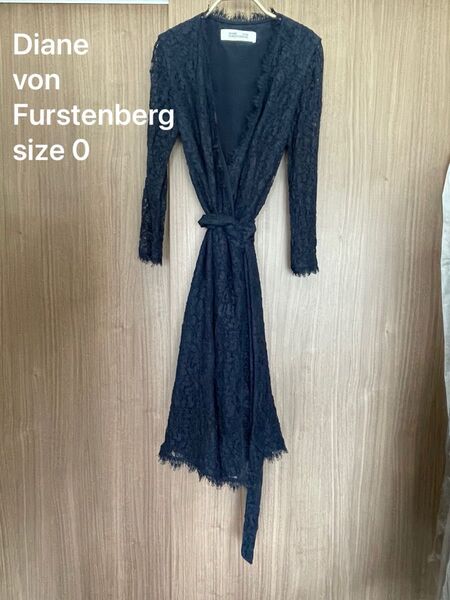 Diane von Furstenberg サイズ0 XS レースワンピース ネイビー ダイアンフォンファステンバーグ