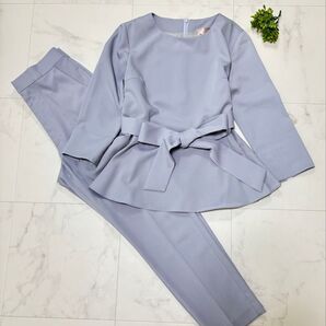 美品 Sサイズ ドレスラボ ペプラムトップス テーパードパンツ グレー 上下