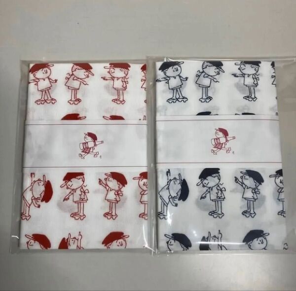 手ぬぐい*手拭い*てぬぐい フクちゃん 紺色&赤色 2枚セット 新品未使用品