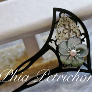 髪飾り 桜 かんざし バチ型 螺鈿 真珠母貝 パール 簪