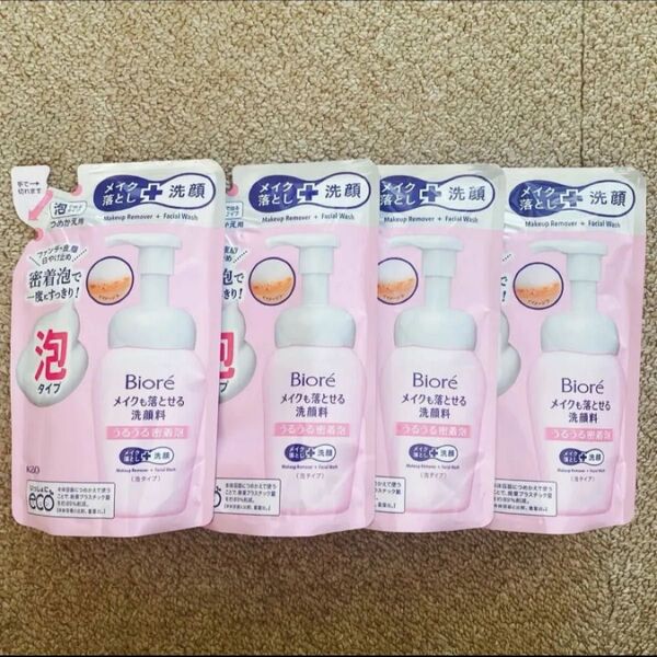 ビオレ メイクも落とせる洗顔料 うるうる密着泡 つめかえ用 140ml×4