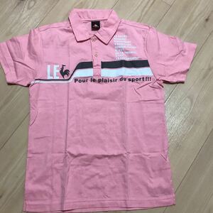 le coq ルコック　　ロゴ レタリング プリント 半袖 ポロシャツ ピンク M