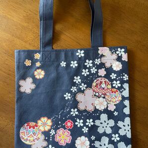和柄 不織布手提げ袋 ネイビー