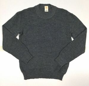 中古品「norm」プリント加工 ミドルゲージ クルーネックセーター Charcoal-Gray SIZE:M相当 ※リペア済み