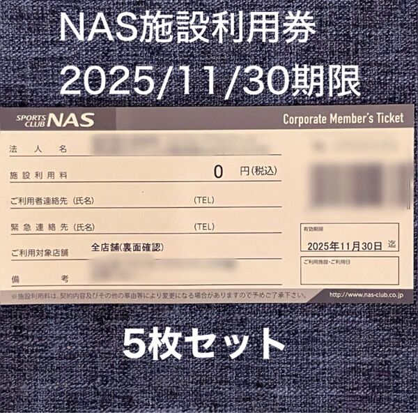 スポーツクラブNASの施設利用券10枚セット