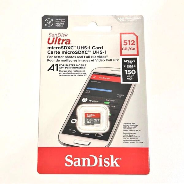 Sandisk 150M マイクロSDカード 512GB 新品 大容量 microSDカード