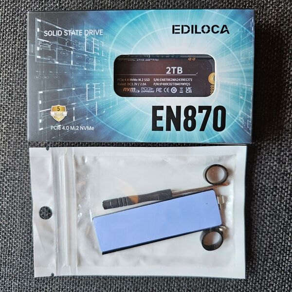 EDILOCA EN870 PCIe 4.0 M.2 NVMe SSD 2TB PS5対応 ヒートシンク付き