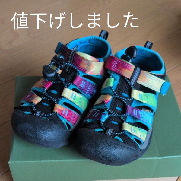 【美品】KEEN サンダル 子供靴 21.0cm ウォーターシューズ 水遊び レインボー タイダイ NEWPORT H2