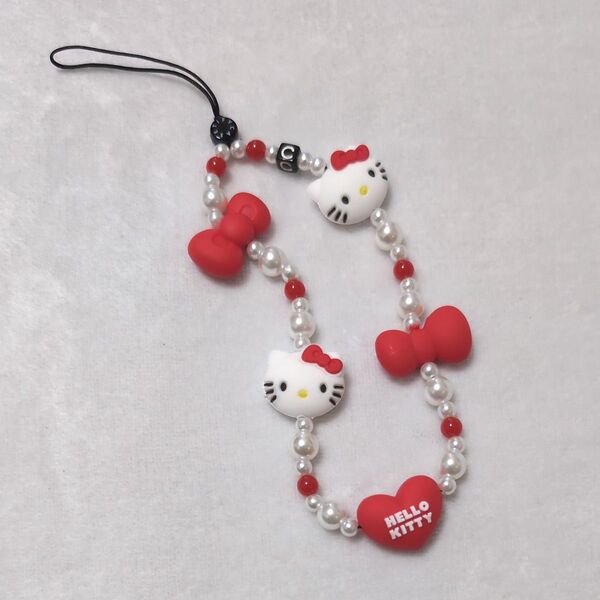 ハローキティ キーホルダー 携帯ストラップ ストラップ Hello Kitty ビーズスマホストラップ 新品未使用