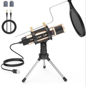 コンデンサーマイク PC マイクセット USBマイク カーディオイド指向性 音量コントロール