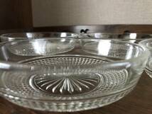 昭和レトロ食器 プレスガラス Press glass サラダ皿 デザート皿 モダン ガラス ４皿セット_画像7