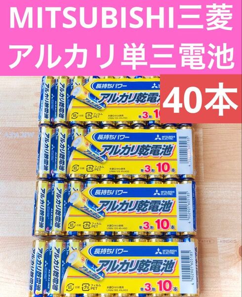 三菱 MITSUBISHI アルカリ乾電池 単3 単三電池 40本