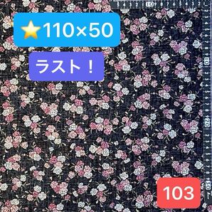 ★103生地/薔薇柄【110cm×50cm】ラスト!(★マーク生地は3点1300円、4点1600円)