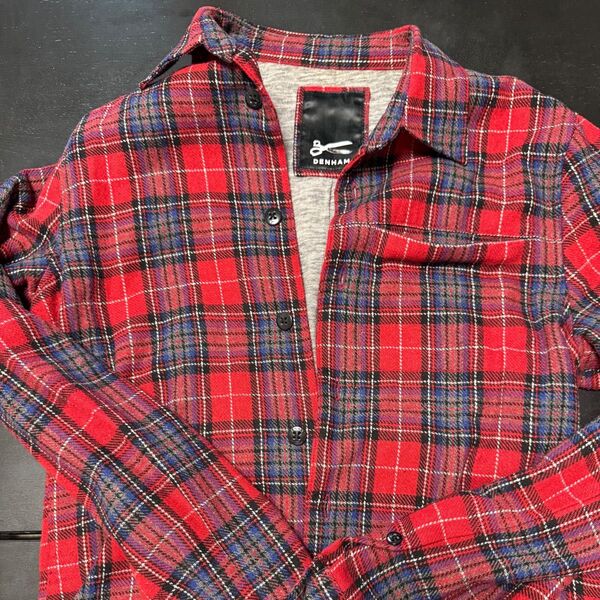 DENHAM チェックネルシャツ レッド メンズ 長袖