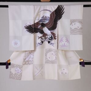 JAPAN STYLE/お宮参り/祝着/のしめ/産着/掛け着/一つ身/着物/和装/男児/男の子/白/ホワイト/クリーム/ベージュ