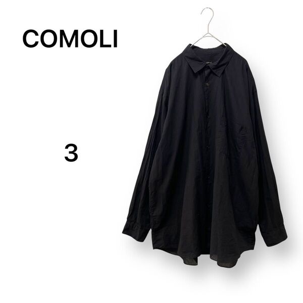 25SS COMOLI KHADIコットン コモリシャツ ブラック 3 長袖シャツ