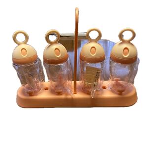 (箱なし) スパイス容器セット 使い方2通り(卓上/壁 ) 容器4本 調味料名シール8枚 付属品あり