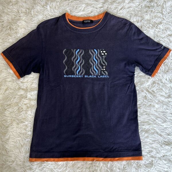 Burberry Black Label 紫&オレンジ Tシャツ サイズ2(M相当) バーバリーブラックレーベル 半袖Tシャツ