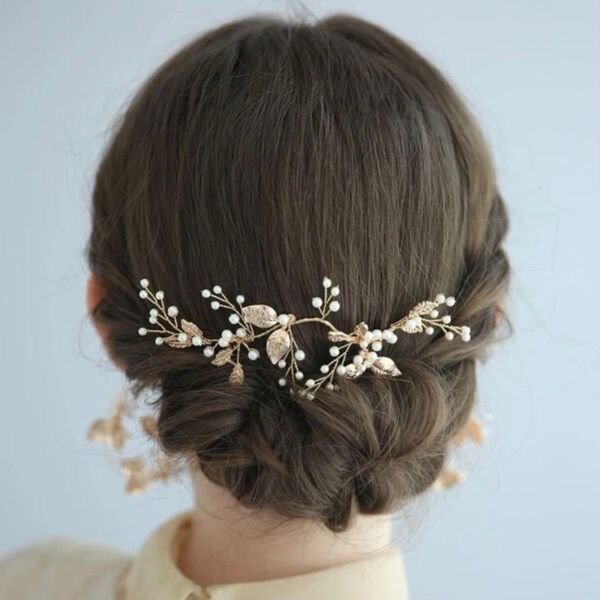 髪飾り 結婚式 お呼ばれ 浴衣 成人式 卒業式 ウェディング ブライダル ヘアアクセサリー ヘッドドレス ゴールド 前撮り