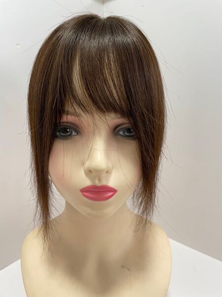 部分ウィッグ頭頂部ウィッグヘアピース超軽い蒸れにくい人毛100%ブラウン