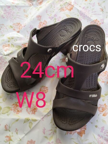 【激レア】クロックス サンダル サイプラス ハイヒール ミュール ダークブラウン こげ茶 w8 24cm 廃盤 crocs