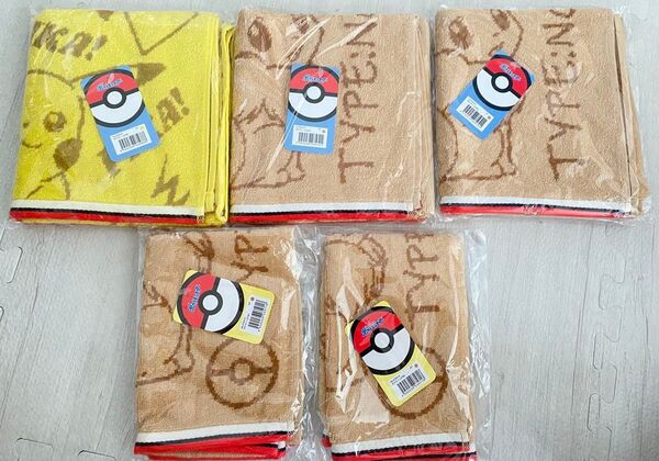 【新品未使用】 ポケモン フェイスタオル ハンドタオル イーブイ ピカチュウ 5枚セット