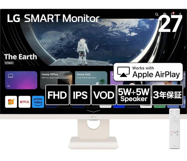 LG スマートモニター 27インチ FHD IPS VOD Apple AirPlay2 美品