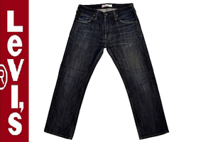 K-1912★美品★Levi's リーバイス EU504-0001★ヨーロッパ発 日本製 光沢感のある濃紺 トップブロックストレートデニム ジーンズ W32