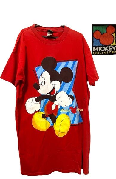 90~00s MICKEY UNLIMITED ミッキーマウスプリント Tワンピ ヴィンテージ ディズニー USA アメリカ古着