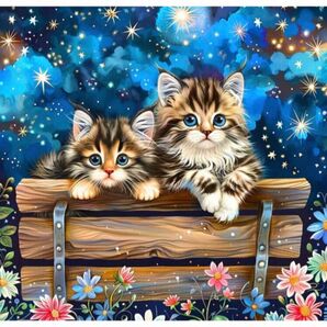 ダイヤモンドアート 月夜にネコ