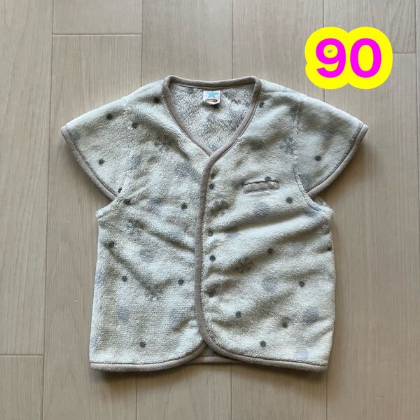 子供服 90cm スリーパー 冬服 キッズ ベビー 古着 男の子 女の子 西松屋 ホワイト系 白 防寒 ベスト