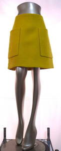  two point successful bid free shipping! C13 COSkos skirt knitted S yellow 36 bottoms knee height pcs shape wool 