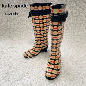 kate spade New York ケイトスペード レインブーツ 長靴 ロング 総柄 5