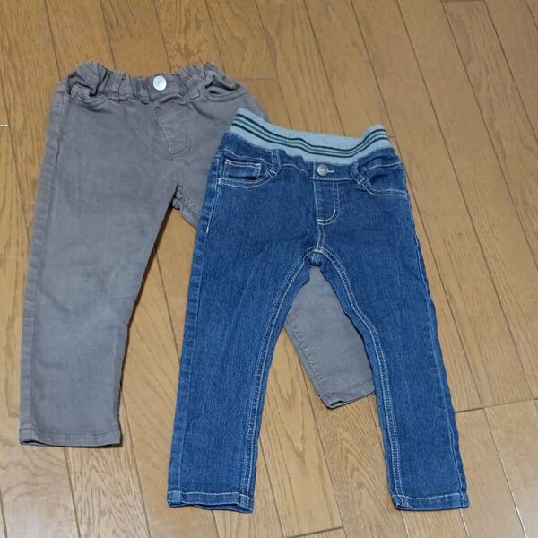 100cmデニムパンツ 長ズボン 2枚セット