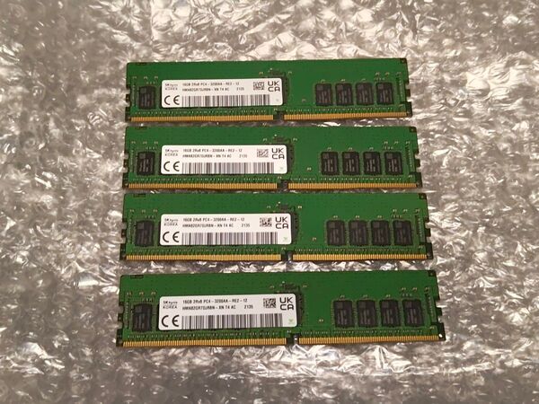 64GB SKHynix PC4-3200AA ECC RDIMM DDR4 16GB 4枚セット サーバー メモリ 動作ok