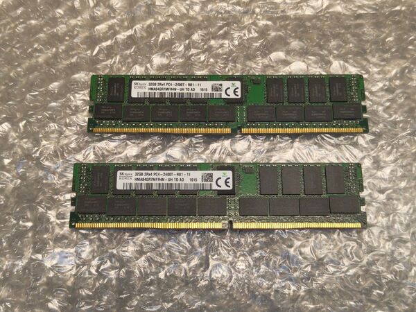 64GB SKHynix PC4-2400T ECC RDIMM REG DDR4 32GB 2枚セット サーバー 動作ok
