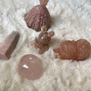 【恋愛運】ローズクォーツ ピンクオパール 置物5点宝箱 天然石