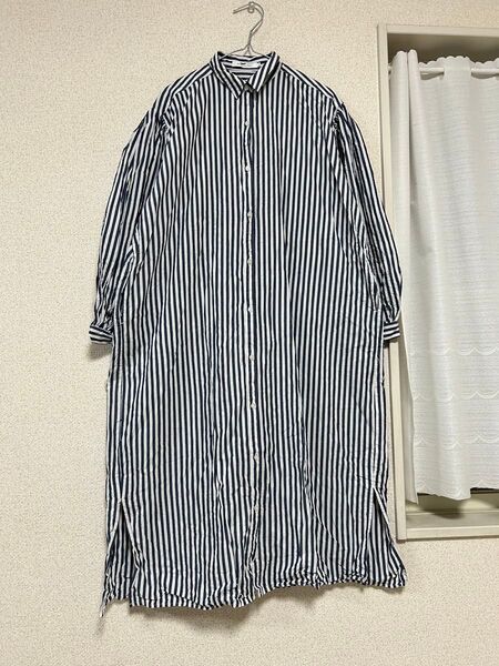 アメリカンホリック ストライプ柄ロングシャツワンピース L