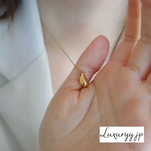 人気しずく 1mmチェーン ネックレス サージカルステンレス 普段使い 金アレ