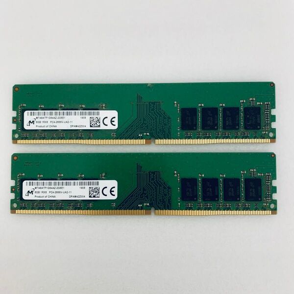 Micron デスクトップPC用メモリー DDR4 8GB PC4-2666V の中古品 2個 合計16GB
