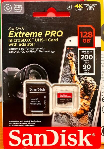 SanDisk Extreme PRO microSDXCカード 128GB アダプター付き